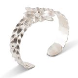 Maria Samora Matte Silver Sweet Pea Bud Cuff with Diamond