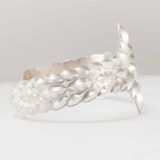 Maria Samora Matte Silver Sweet Pea Bud Cuff with Diamond