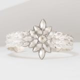Maria Samora Matte Silver Sweet Pea Bud Cuff with Diamond