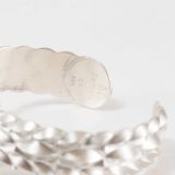 Maria Samora Matte Silver Sweet Pea Bud Cuff with Diamond