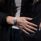 Maria Samora Matte Silver Sweet Pea Bud Cuff with Diamond