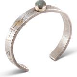 Shawn Bluejacket Sterling Silver and 14k Gold Cuff with Serpentine