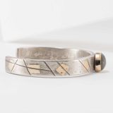 Shawn Bluejacket Sterling Silver and 14k Gold Cuff with Serpentine