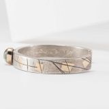 Shawn Bluejacket Sterling Silver and 14k Gold Cuff with Serpentine