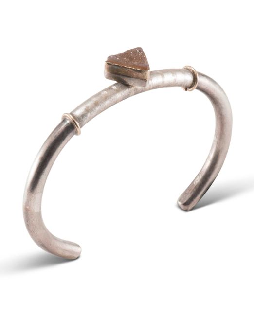 Shawn Bluejacket Sterling Silver and 14k Gold Cuff with Druzy
