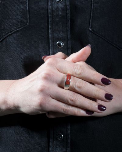 Supersmith Inc Red Coral Collection Inlay Ring