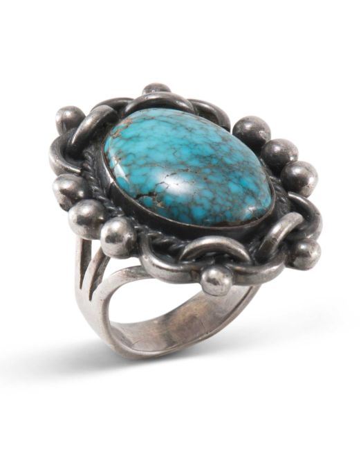 julian lovato シルバーフラワーコンチョ Julian Lovato Necklace of Silver and Turquoise – Turquoise