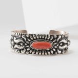 Darryl Becenti Sterling Silver Cuff with Coral
