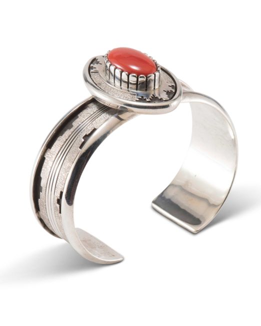 Sterling Silver and Coral Cuff