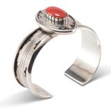 Sterling Silver and Coral Cuff