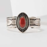 Sterling Silver and Coral Cuff