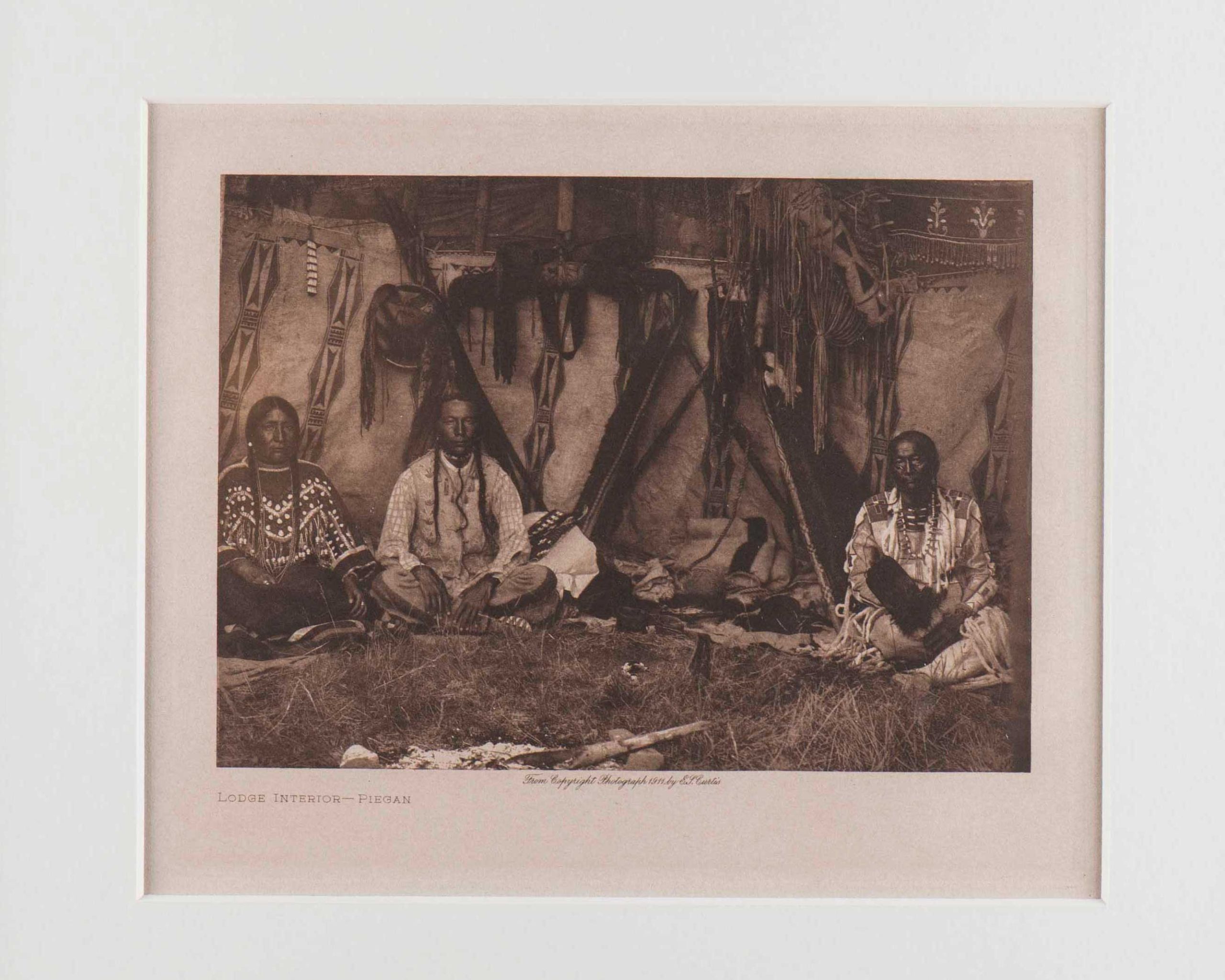 Edward S. Curtis “Lodge Interior-Piegan” Photogravure