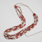 Mike Bird-Romero Four Strand Coral and Silver Beaded Necklace