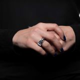 Ted Charveze Inlay Ring with Black Jade, Coral, Lapis, and Sugilite