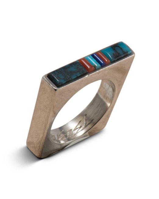Boyd Tsosie Inlay Ring with Turquoise, Coral and Lapis