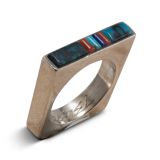 Boyd Tsosie Inlay Ring with Turquoise, Coral and Lapis