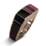 Charles Supplee Inlay Ring with Coral, Sugilite and Black Jade