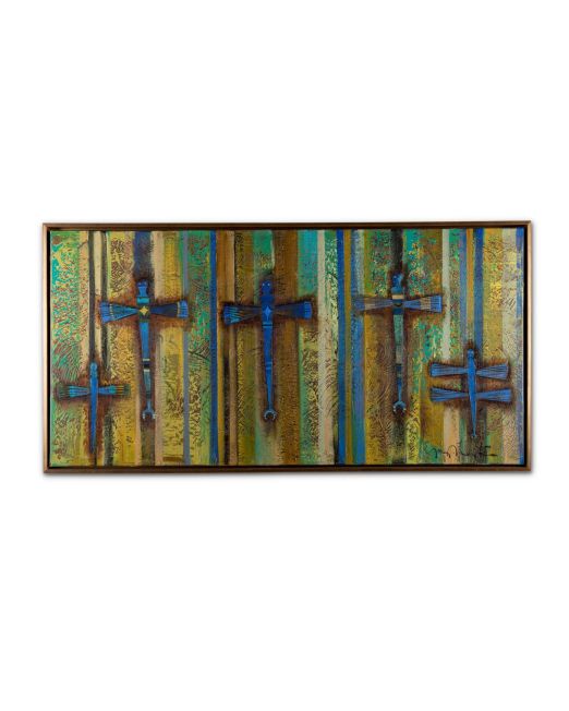 TONY ABEYTA “Blue Dragonfly People” OIL ON CANVAS PAINTING