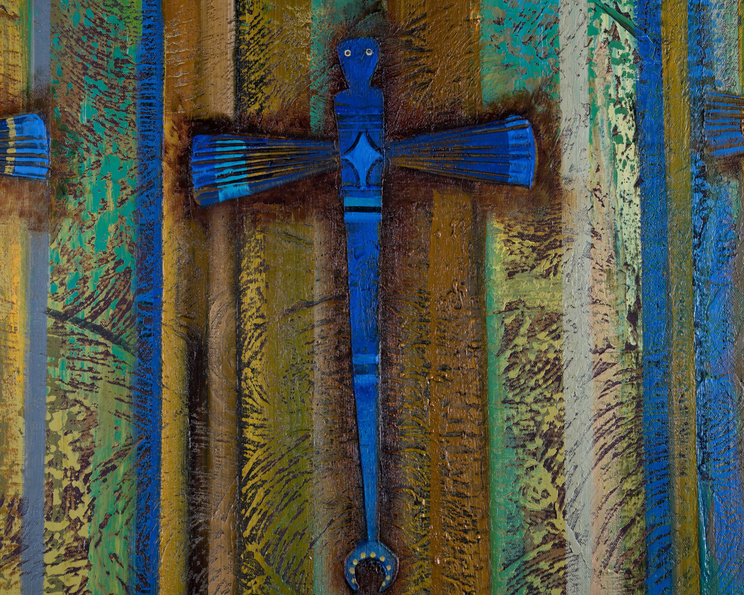 TONY ABEYTA “Blue Dragonfly People” OIL ON CANVAS PAINTING