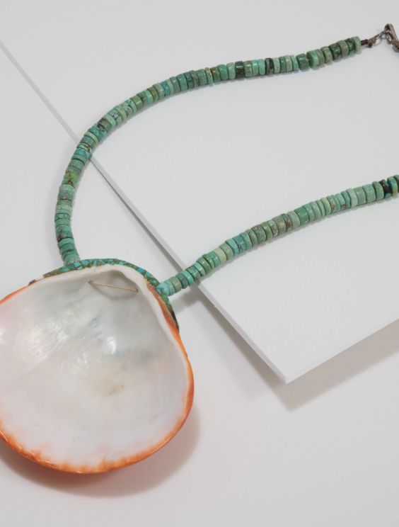 One Of The Largest Santo Domingo Turquoise Shell Necklace One Of The Largest Santo Domingo Turquoise Shell Necklace