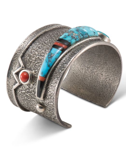 Edison Cummings Cast Cuff with Coral, Turquoise and Jet