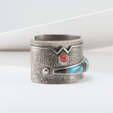 Edison Cummings Cast Cuff with Coral, Turquoise and Jet