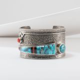 Edison Cummings Cast Cuff with Coral, Turquoise and Jet