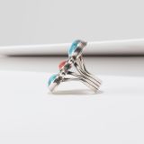 Orville Tsinnie Turquoise and Coral Ring