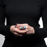 Orville Tsinnie Turquoise and Coral Ring