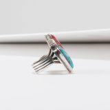 Orville Tsinnie Coral and Turquoise Ring