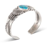 Perry Shorty Sterling Silver Cuff with Morenci Turquoise