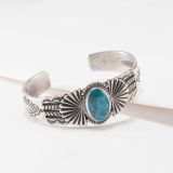 Perry Shorty Sterling Silver Cuff with Morenci Turquoise