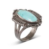 Vintage Navajo Turquoise Ring Circa 1940s