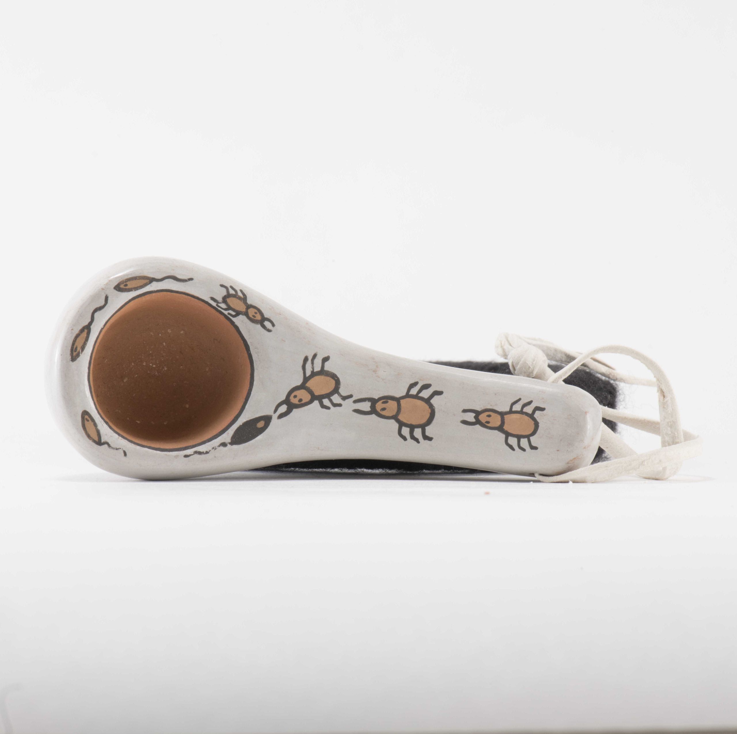 Blue Corn Pottery Spoon with Bug Motif