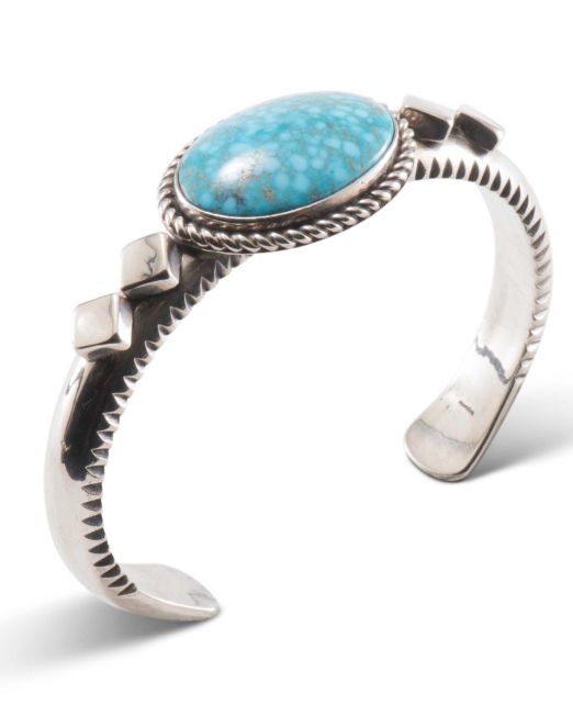 Albert Lee Kingman Turquoise Cuff with Carved Edge