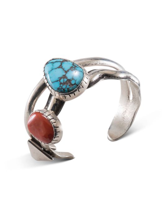Carol Krena Morenci Turquoise and Coral Cast Cuff