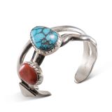 Carol Krena Morenci Turquoise and Coral Cast Cuff