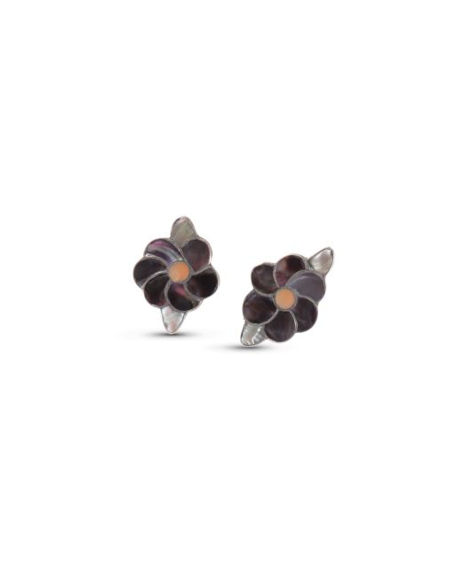 Flower Inlay Clip On Earrings