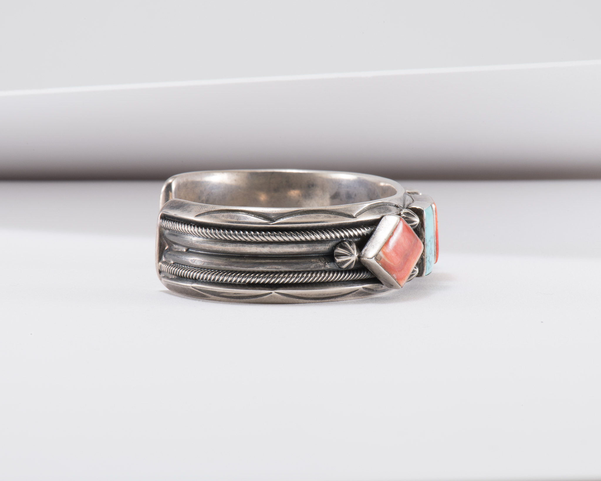 Harry H Begay Turquoise and Spiny Oyster Shell Cuff