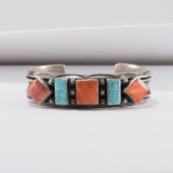 Harry H Begay Turquoise and Spiny Oyster Shell Cuff