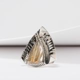 Isaiah Ortiz Hand Cut Sterling Silver Ring with Rutilated Quartz