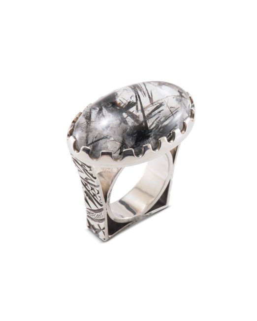 Jared Chavez Tourmalated Quartz and “Well” Structure Series Ring