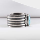 Jesse Robbins Kingman Turquoise and Coin Silver Cuff