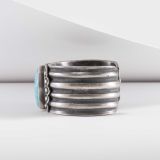 Jesse Robbins Kingman Turquoise and Coin Silver Cuff
