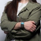 Jesse Robbins Kingman Turquoise and Coin Silver Cuff