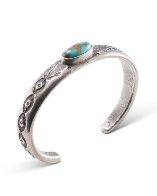 Jesse Robbins Turquoise and Coin Silver Cuff