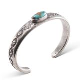 Jesse Robbins Turquoise and Coin Silver Cuff