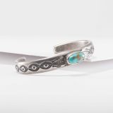 Jesse Robbins Turquoise and Coin Silver Cuff
