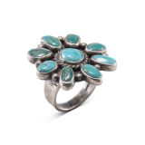 Jesse Robbins Nevada Turquoise Cluster Ring