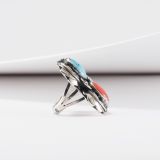 Carl Luthy Turquoise and Coral Ring